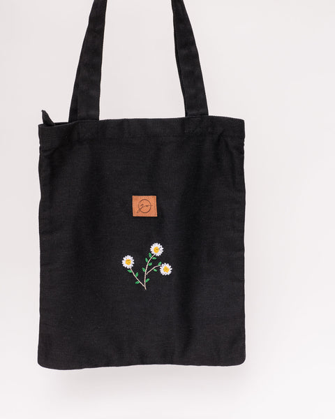 Monochrome Bloom Tote Bag