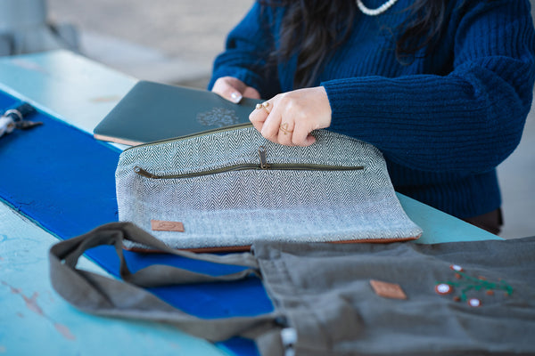 Laptop Computer Bag - Green Woven