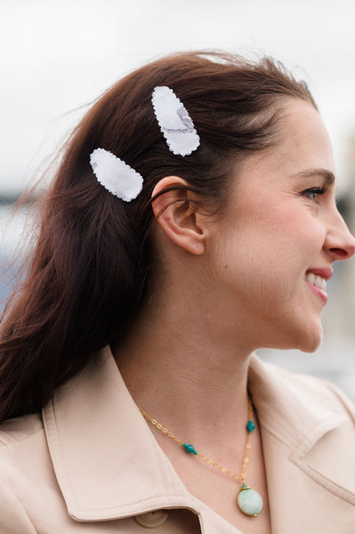 Tea Party Fabric Hair Barrettes