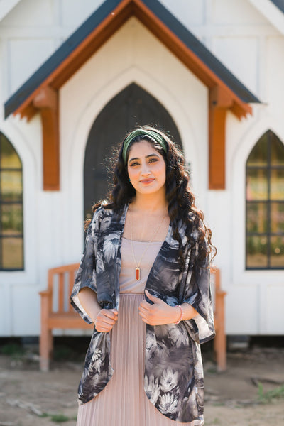 Monochrome Floral Kimono