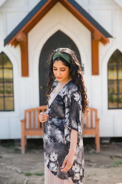 Monochrome Floral Kimono