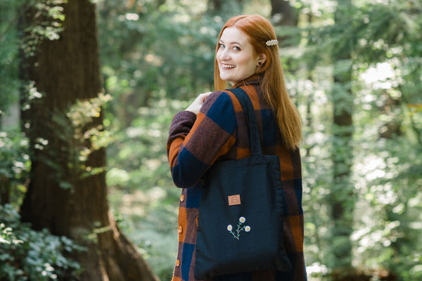 Monochrome Bloom Tote Bag