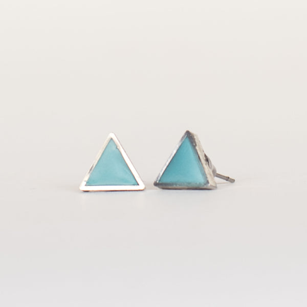 Glacier Blue Triangle Studs