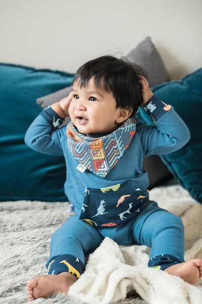 Baby Fashion, Baby Style, Baby Line, Baby Clothes, Handmade, Designed and Made by survivors of Human Trafficking, Made by moms for moms, Made in Canada, Made in Nepal, ethically made, textile products, products of hope, sewn with purpose, baby hoodie, baby sweatpants, stellar blue, geometric animal print